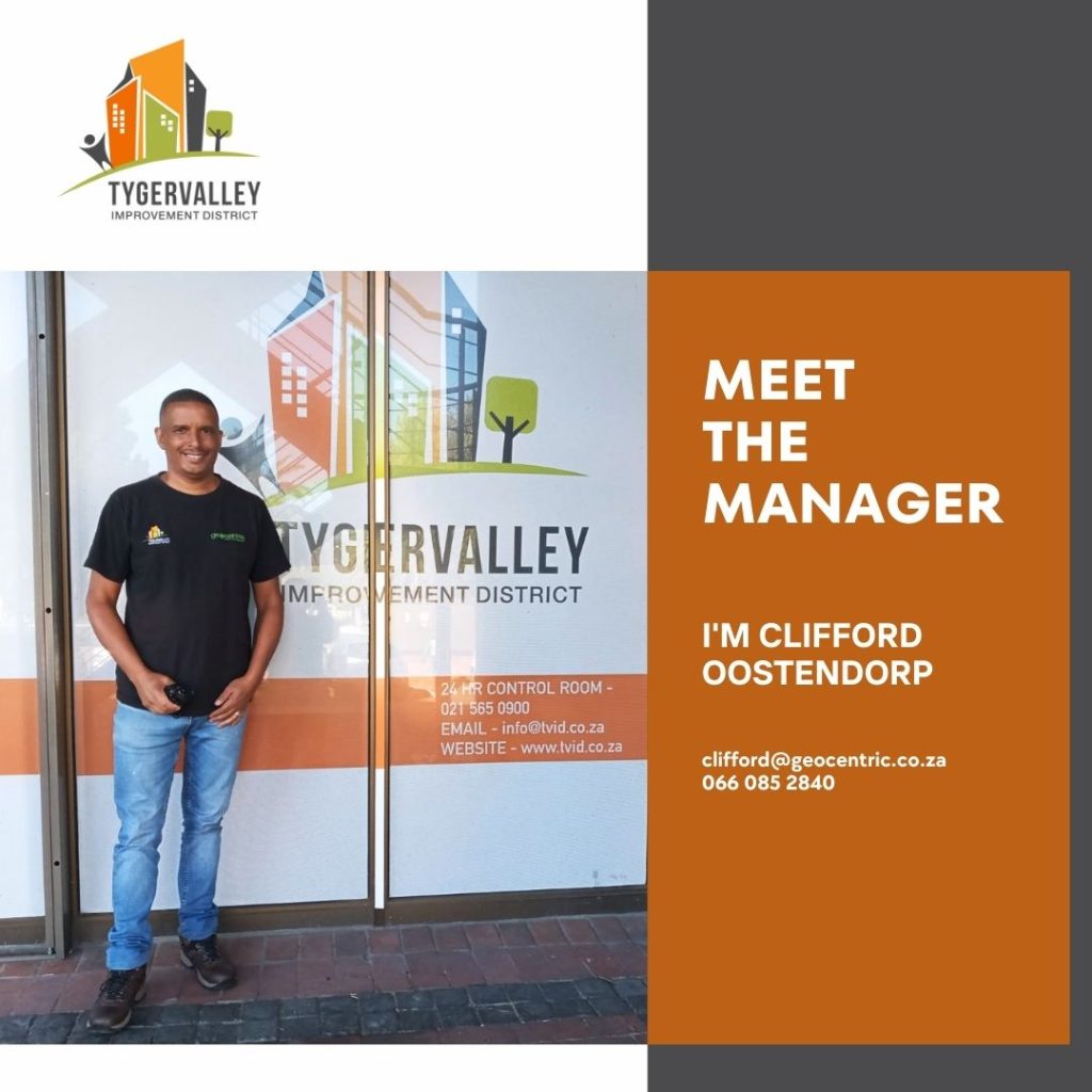 Meet our Tygervalley Improvement District manager! Clifford Oostendorp is committed to making Tygervalley better for our community, working tirelessly in his key role as our City Improvement District manager. ⁠ Clifford can be contacted directly on 066 085 2840 or clifford@geocentric.co.za General CID enquiries can be directed to info@tvid.co.za For Public Safety Emergencies contact our 24-hour control room on 021 565 0900.⁠ ⁠ For other important contact numbers, visit tvid.co.za.